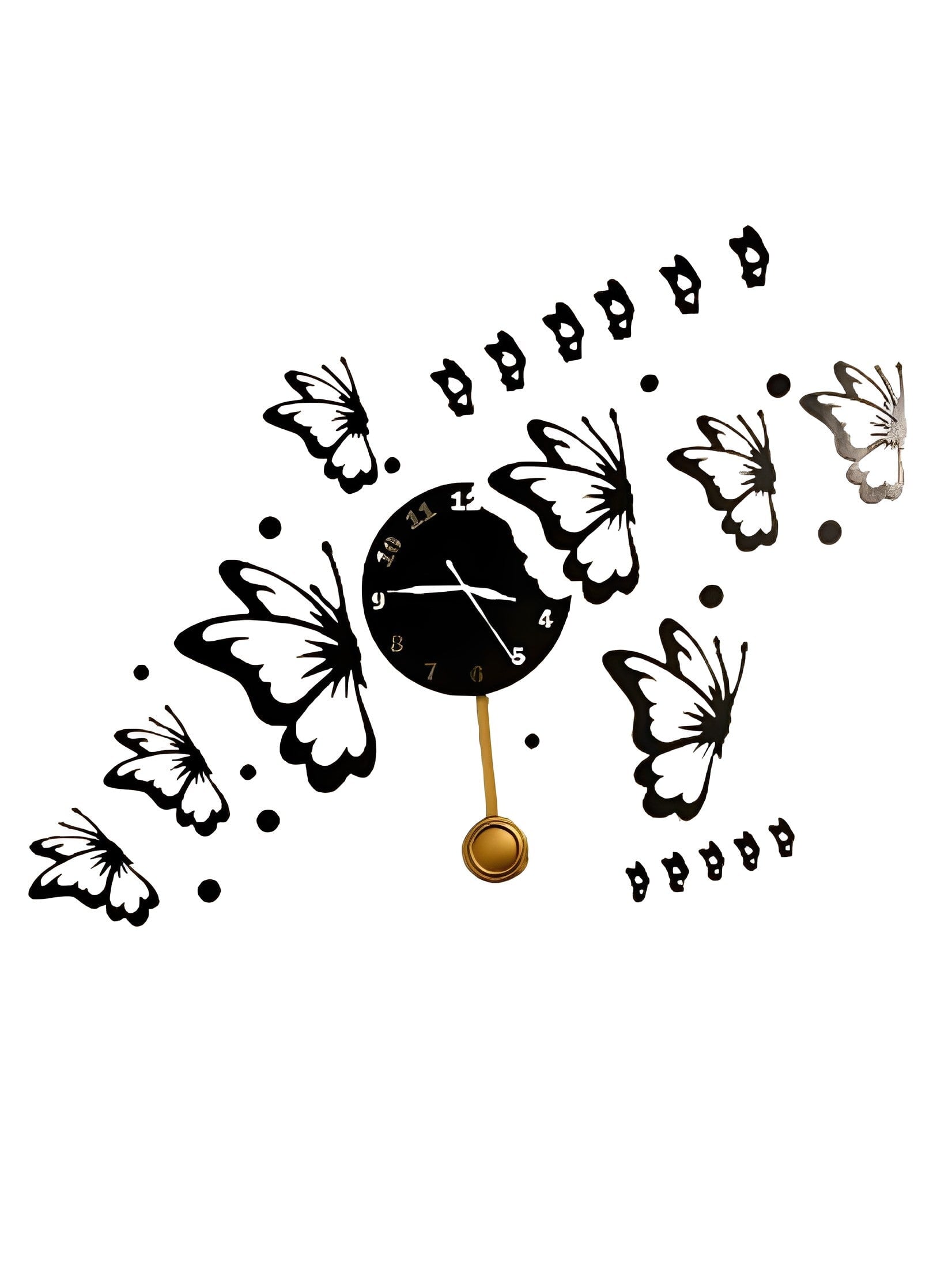 Crown Wall Butterflies Wooden Clock CrownWall