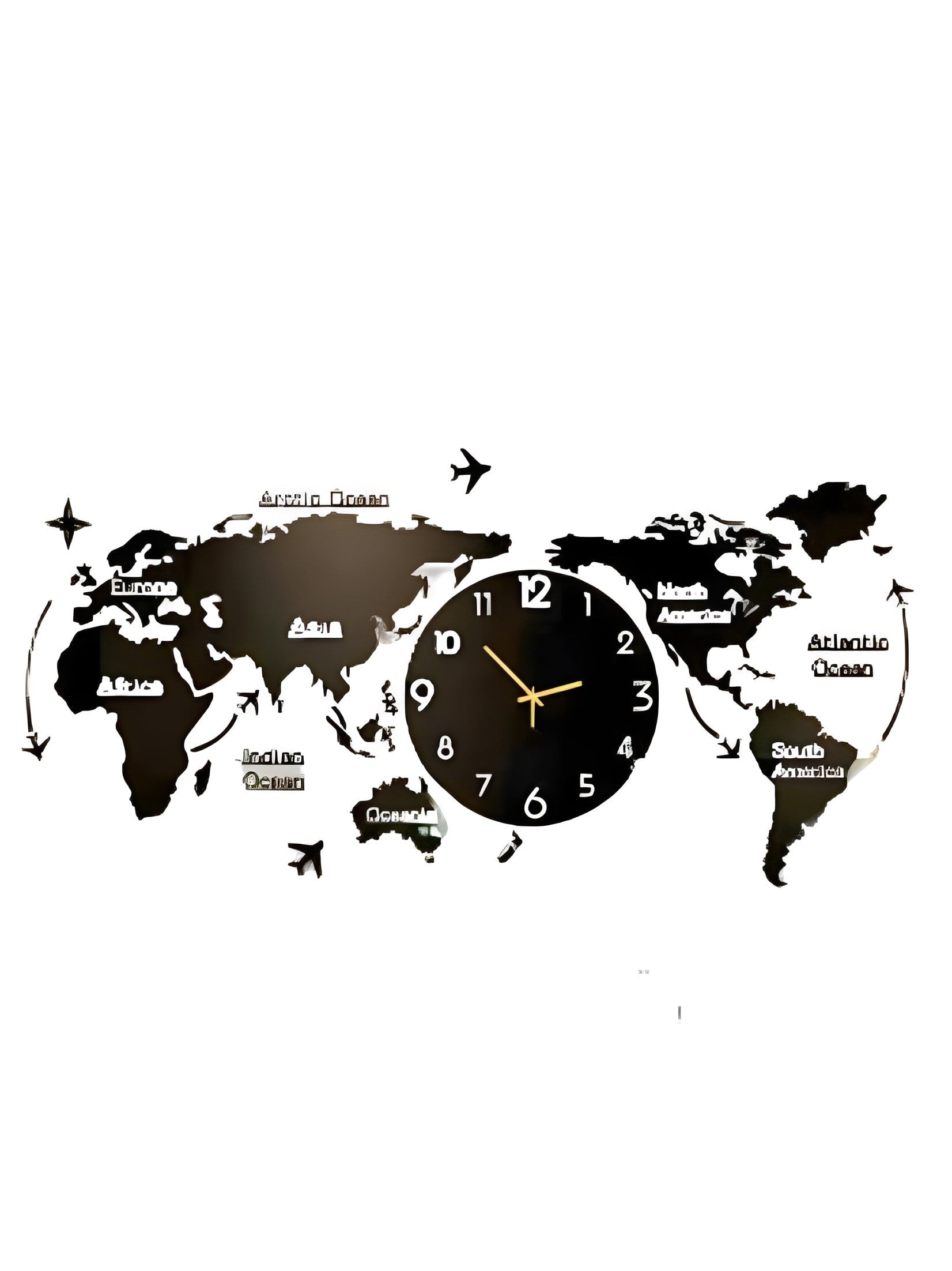 Crown Wall World Map 70 Inches Wall Clock Wooden CrownWall