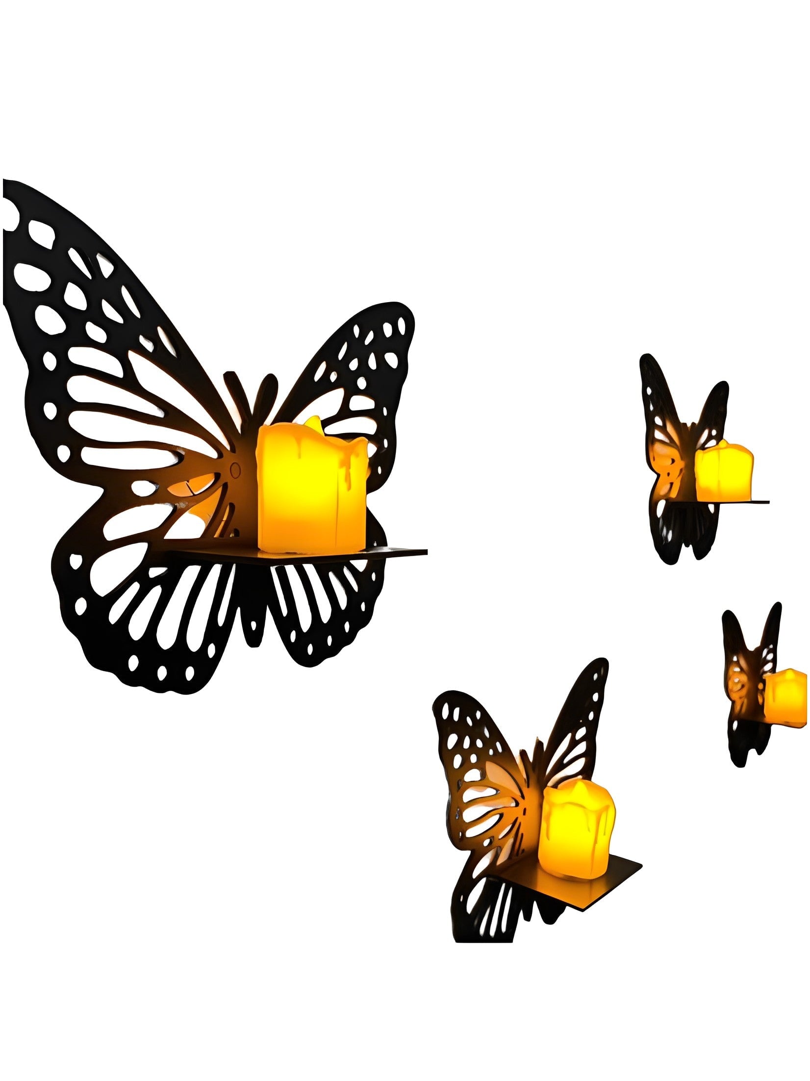 Crown Wall Wooden Butterfly Wall Shelf | Set of 3 CrownWall