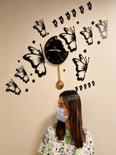Crown Wall Butterflies Wooden Clock CrownWall