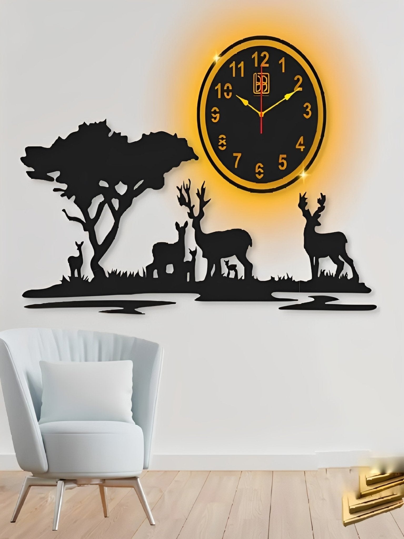 Crown Wall 3D Jungle style Wooden Clock CrownWall