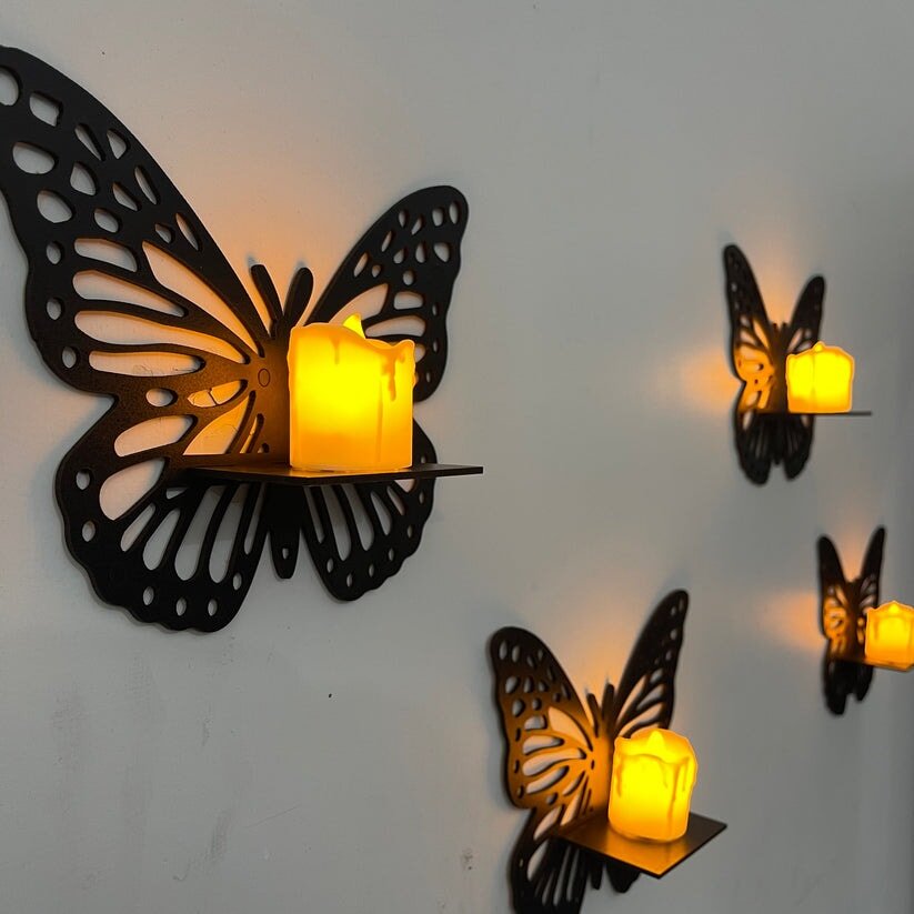 Crown Wall Wooden Butterfly Wall Shelf | Set of 3 CrownWall
