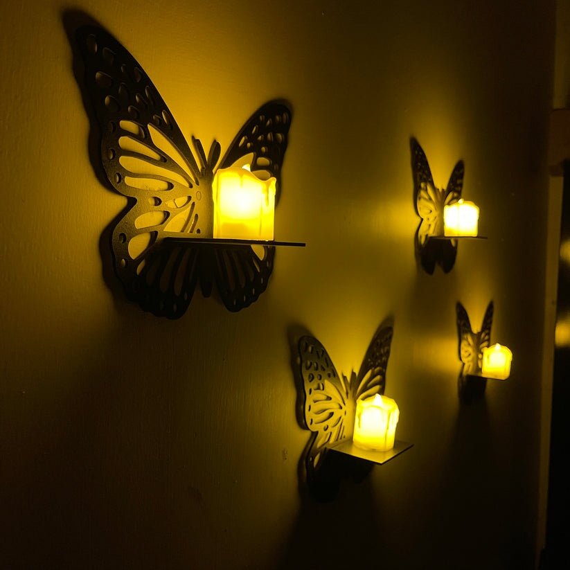 Crown Wall Wooden Butterfly Wall Shelf | Set of 3 CrownWall