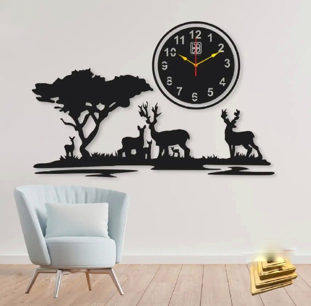 Crown Wall 3D Jungle style Wooden Clock CrownWall
