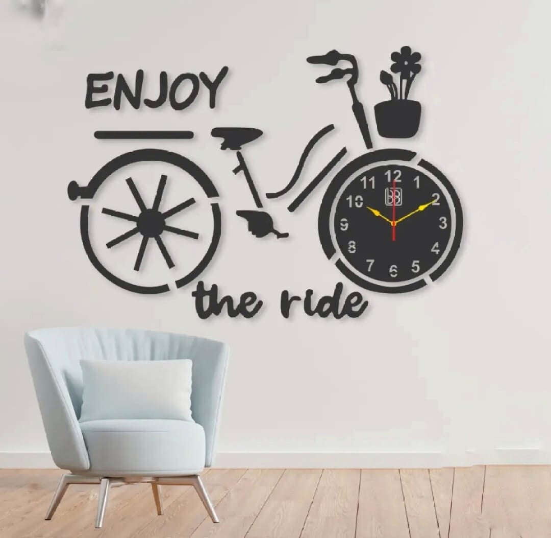 Crown Wall 3D bicycle style Wooden Clock CrownWall