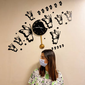 Crown Wall Butterflies Wooden Clock CrownWall 