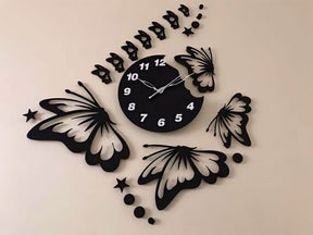 Crown Wall Butterflies Wooden Clock CrownWall 