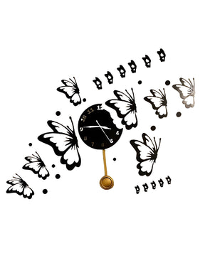 Crown Wall Butterflies Wooden Clock CrownWall 